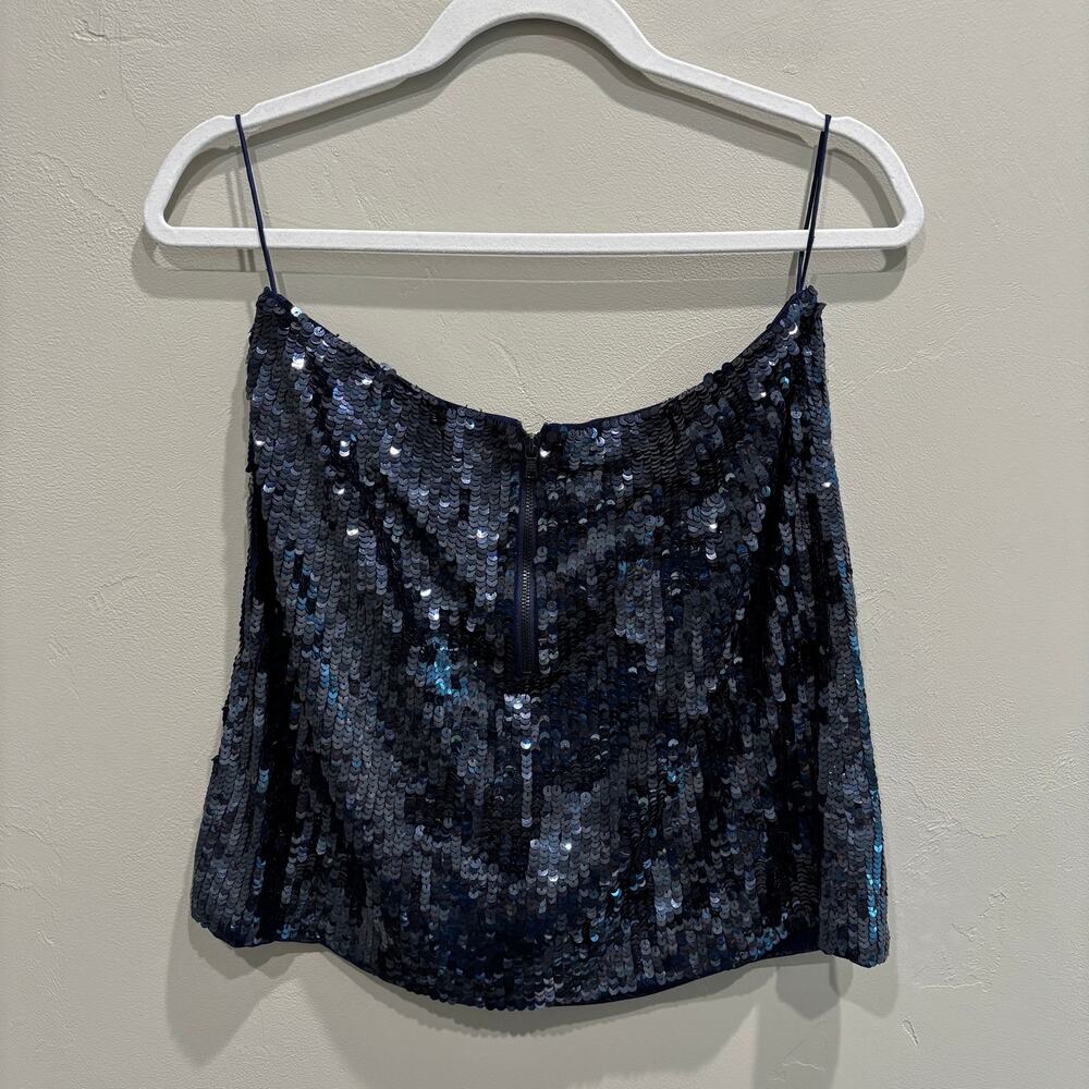 Alice + Olivia Sequin Mini Skirt Blue - Size: 4 - Picture 4 of 9